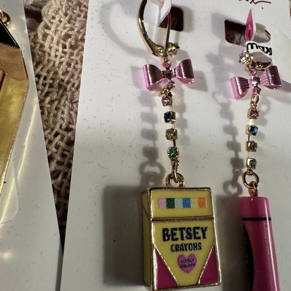 Betsey Johnson Teacher Statement earrings set of 2 - Picture 5 of 9